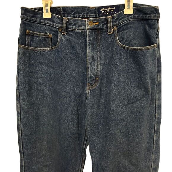 Eddie Bauer Flannel Lined Men's Denim Blue Jeans 36 waist 34 inseam Straight Leg - Picture 2 of 6